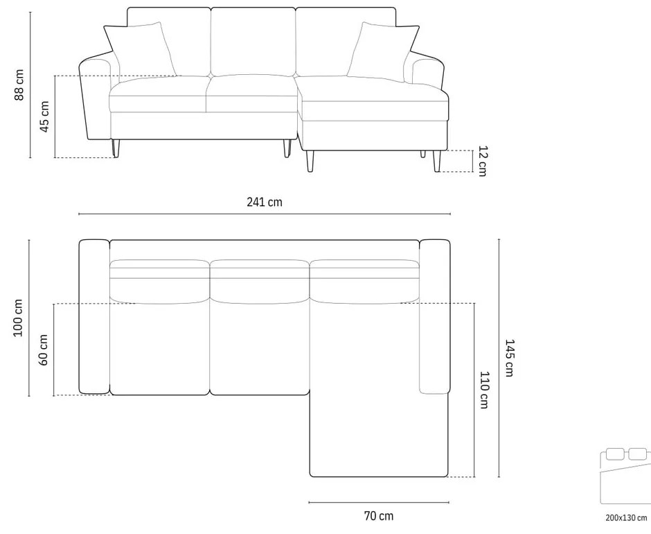Svetlosivá rozkladacia/s úložným priestorom rohová pohovka z textílie buklé (pravý roh/s leňoškou) Kyoto – Cosmopolitan Design