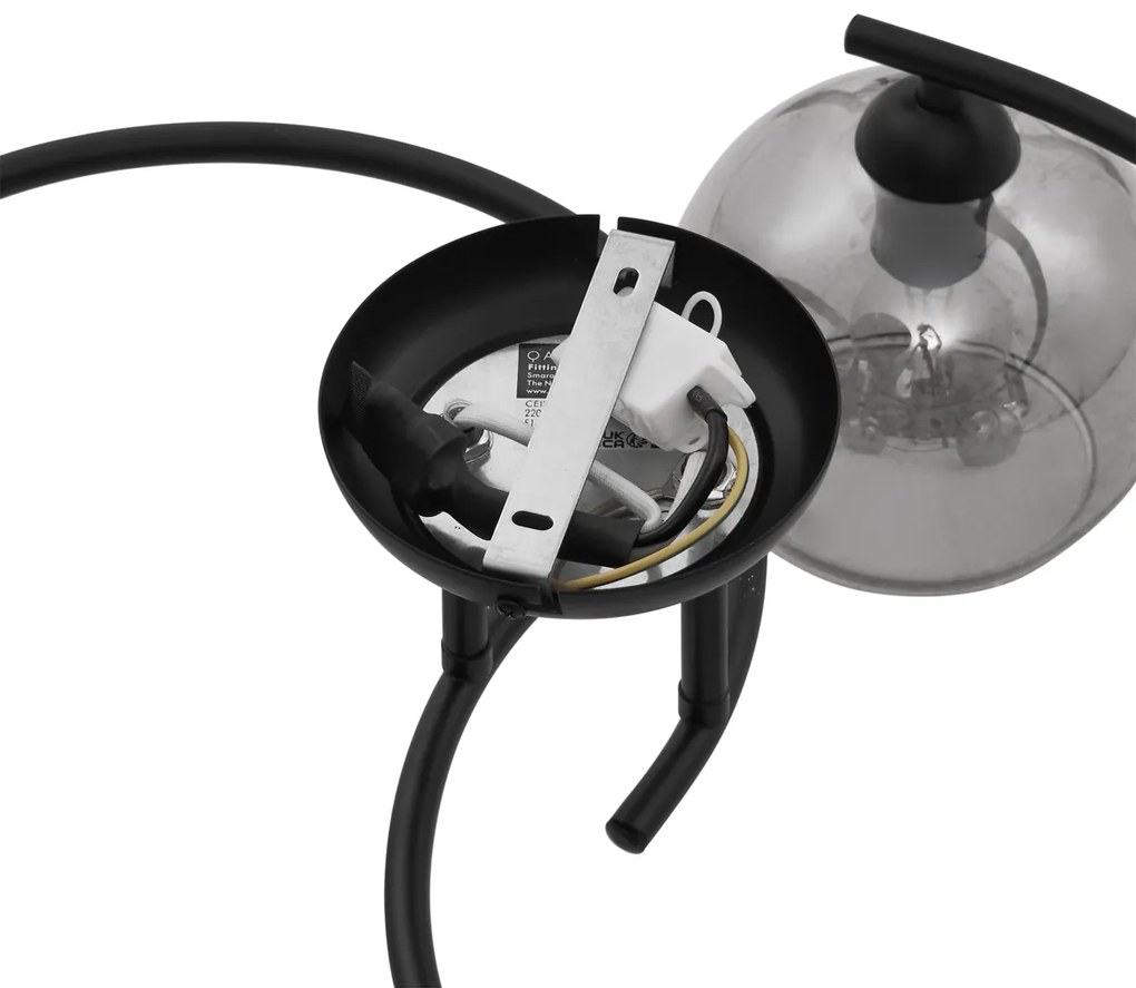 Moderné stropné svietidlo čierne s dymovým sklom 4-svetlá - Alanis