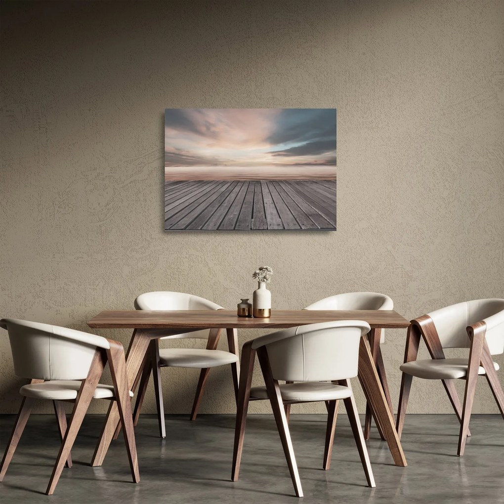 Sklenený obraz - Mólo pri západe slnka (70x50 cm)