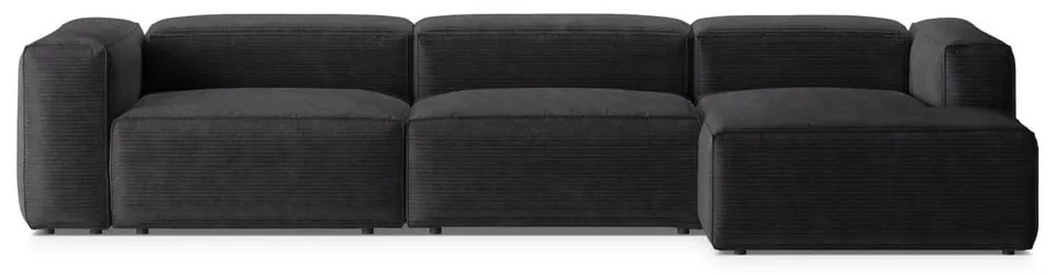 Tmavosivá menčestrová rohová pohovka (pravý roh/s leňoškou) Bergamo – Cosmopolitan Design
