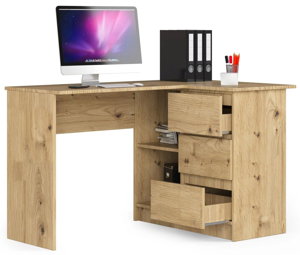 Rohový PC stolík Bodhi (dub artisan) (P). Akcia -21%. Vlastná spoľahlivá doprava až k Vám domov. 1070965