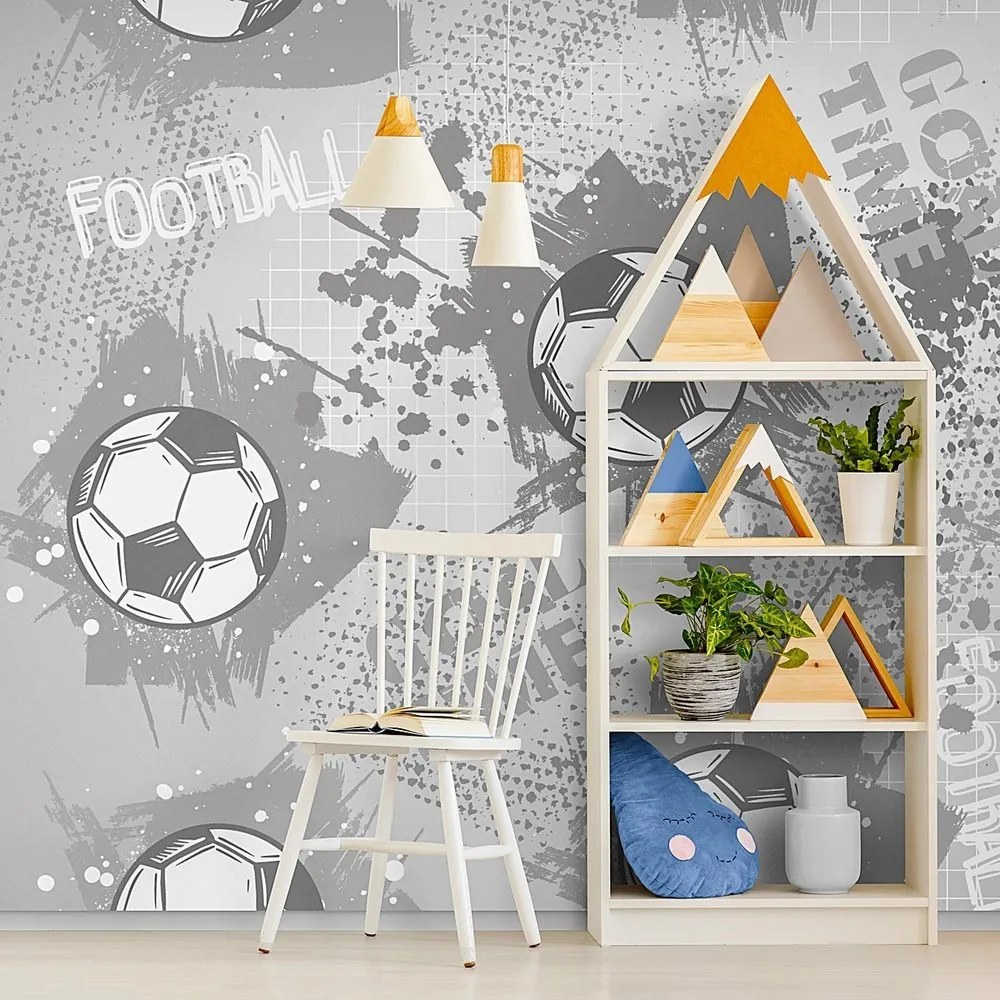 Tapeta futbalová lopta v šedom