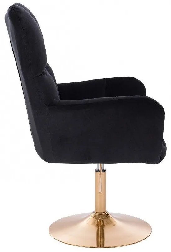 LuxuryForm DESIGN Otočné kreslo AURORA VELUR na zlatom tanieri - čierne