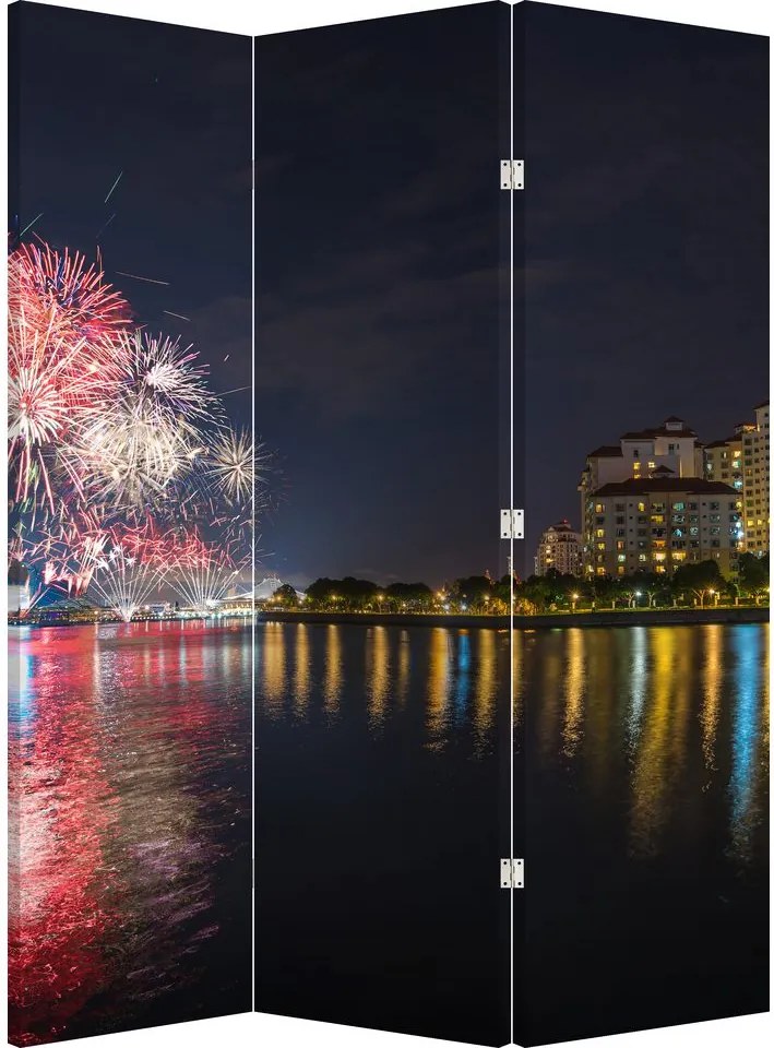 Paraván - Ohňostroj v Singapure (126x170 cm)