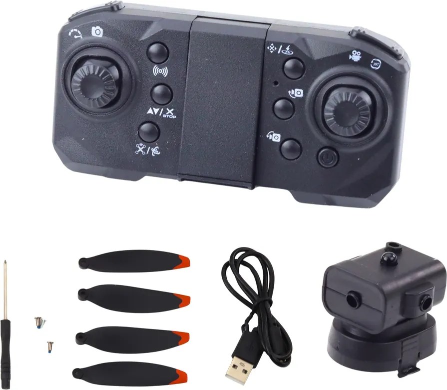 LEAN Toys Dron D6 PRO, duálna HD kamera, LED svetlá, oranžový