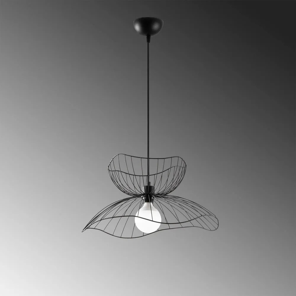 Čierne závesné svietidlo s kovovým tienidlom ø 50 cm Farac – Opviq lights