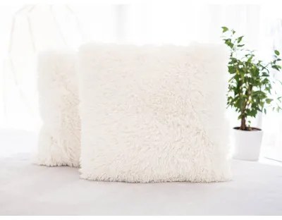 MKLuzkoviny.cz Chlpatá obliečka na vankúšik Agnello/Lotus 45 × 45 cm – smotanová 2 ks