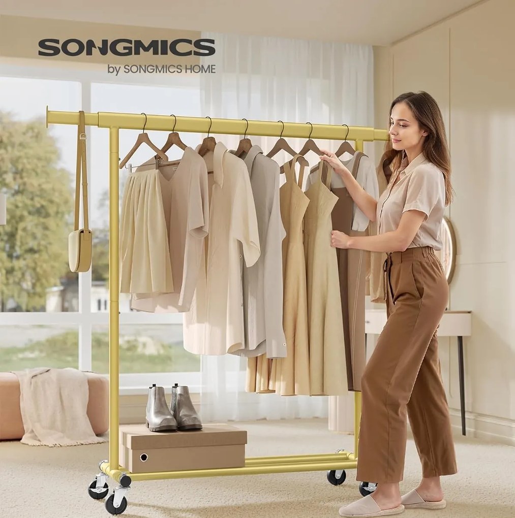 Pojízdný stojan na oblečení Doug zlatý