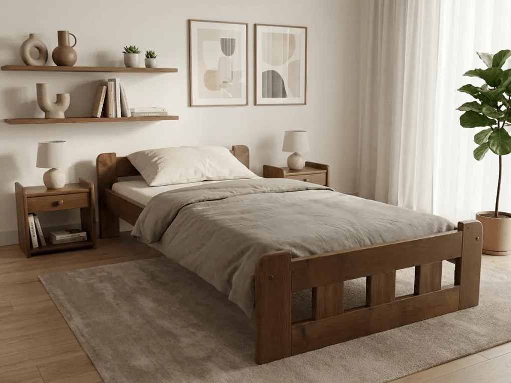 Posteľ Naomi zvýšená 90 x 200 cm, dub Rošt: S lamelovým roštom, Matrac: Matrac Somnia 18 cm