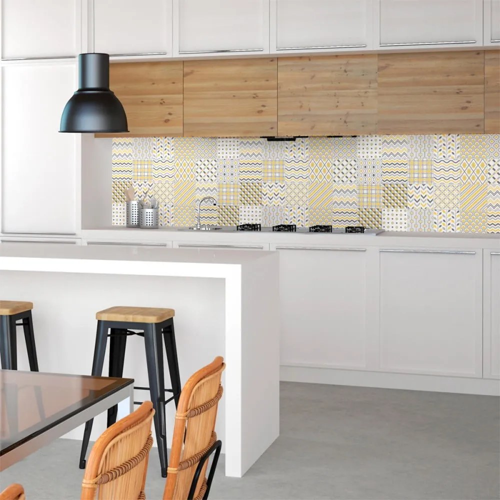 Sada 24 nástenných samolepiek Ambiance Scandinavian Tiles Stockholm, 10 × 10 cm