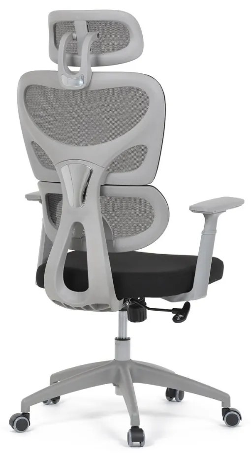 Kancelárska ergonomická stolička GRANT II — sieť, látka, sivá/čierna