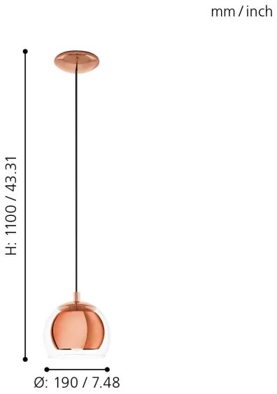 Eglo 94589 - Luster ROCAMAR 1xE27/60W/230V