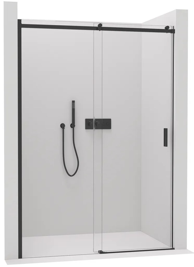 Cerano Lantono, posuvné dvere do otvoru 130x195 cm, 8mm číre sklo, čierny profil, CER-CER-429739