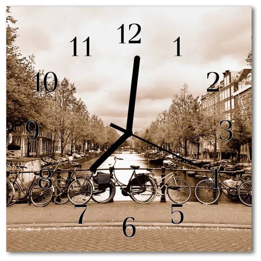 Sklenené hodiny štvorcové Amsterdam 30x30 cm