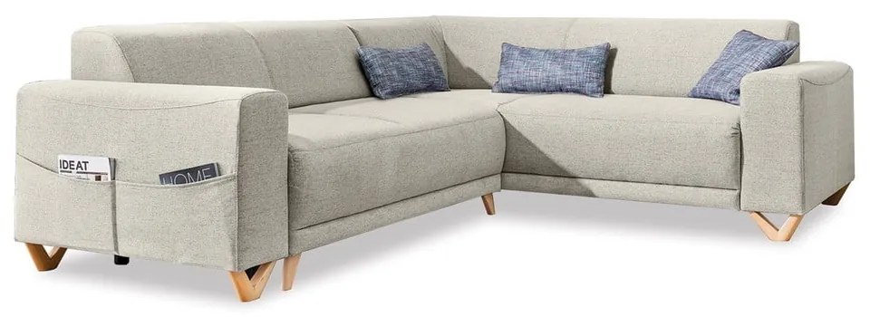 Béžová rozkladacia/s úložným priestorom rohová pohovka (pravý roh/do L) Classy Sophie – Miuform