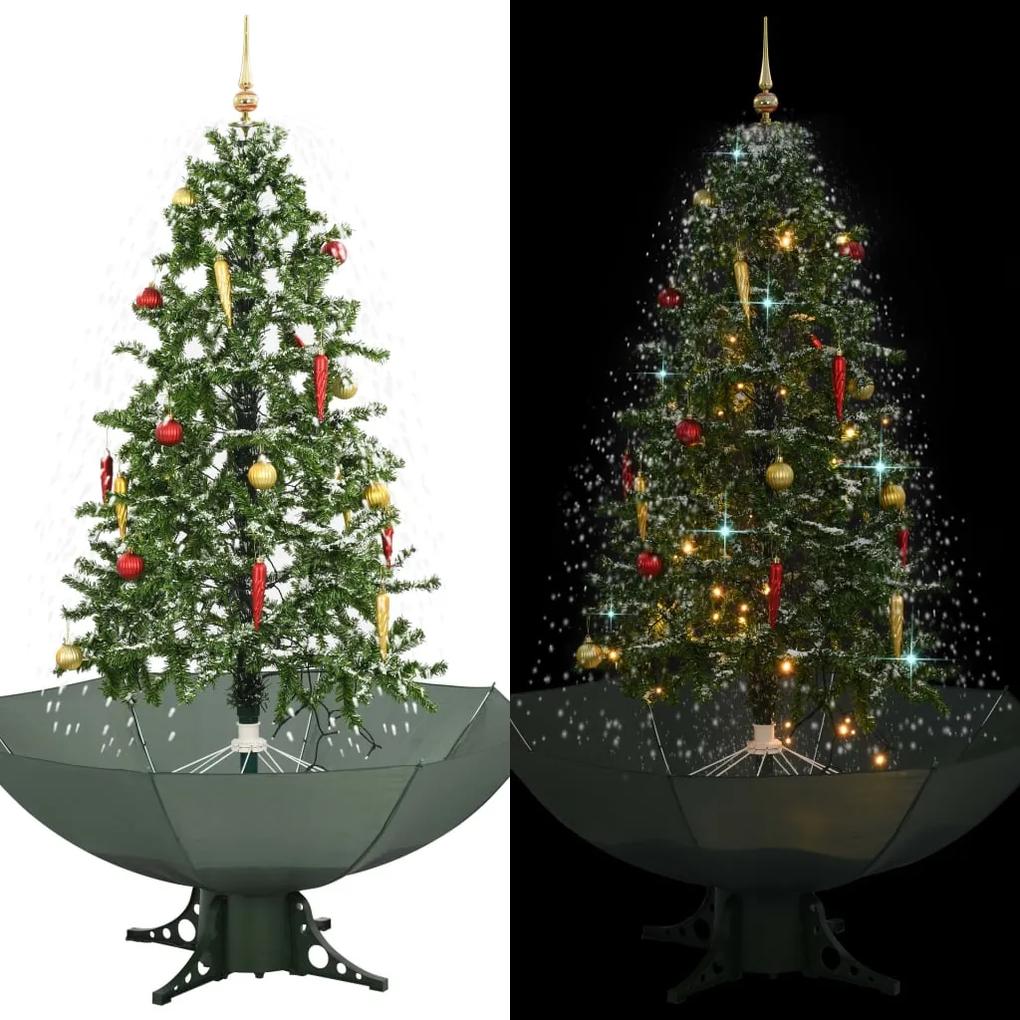 Snežiaci vianočný stromček dáždnikovým podstavcom zelený 170 cm 284335