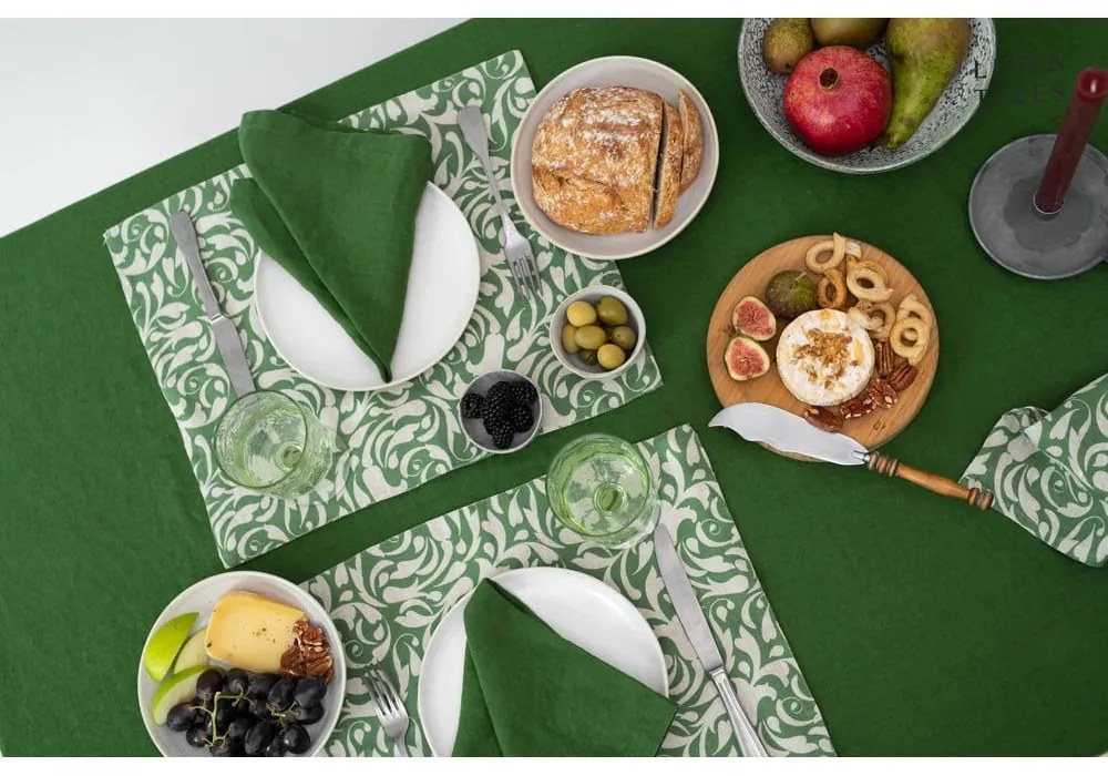 Ľanové prestieranie 35x45 cm Evergreen Damask – Linen Tales