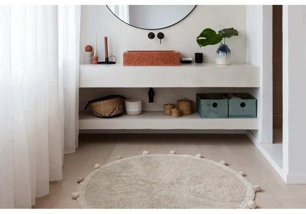 Svetlozelený prateľný ručne tkaný bavlnený detský koberec ø120 cm Bubbly Olive – Lorena Canals