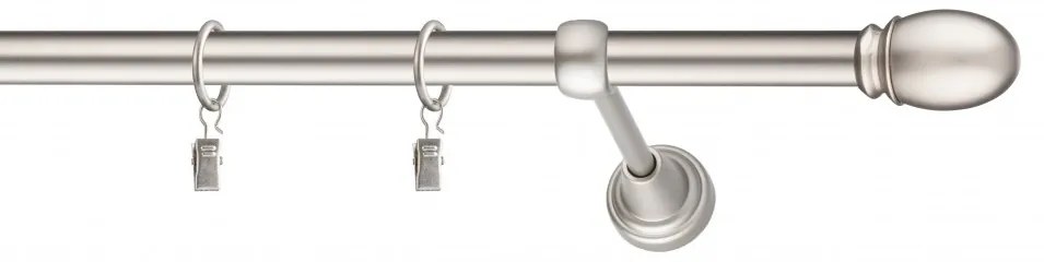 Dekorstudio Chrómová matná jednoradová garniža OVAL 19mm Dĺžka: 140cm, Typ uchytenia: Držiak modern, Typ príslušenstva: Krúžky tiché so štipcami