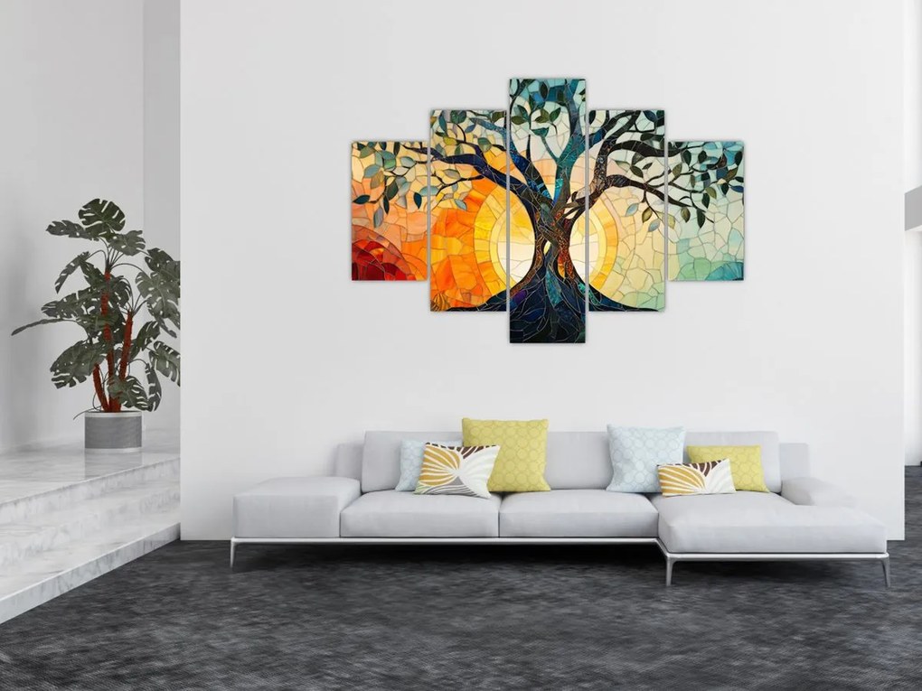 Obraz – Mozaika – slnko a strom I. (150x105 cm)