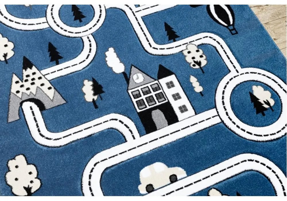 Detský kusový koberec Cesty v meste modrý 200x290cm