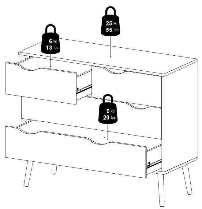 Biela komoda OSLO 75395 so 4 zásuvkami
