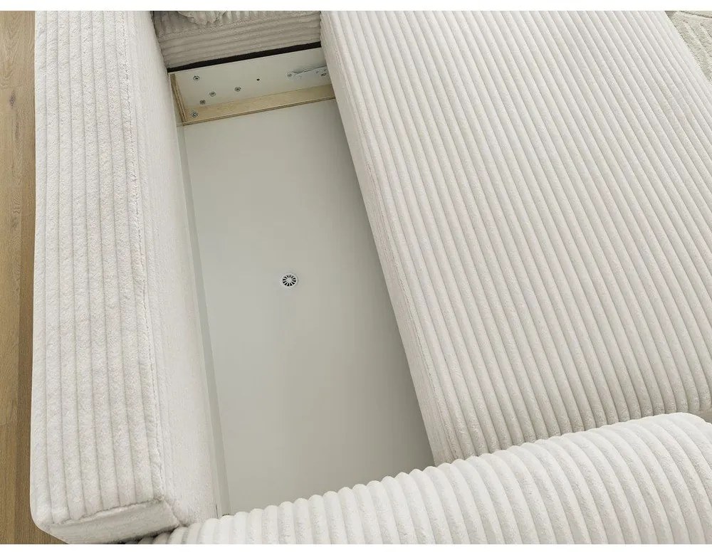 Krémová menčestrová rozkladacia rohová pohovka (pravý roh) Lucien – Bobochic Paris