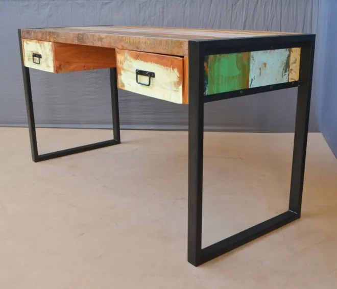 Písací stôl Retro 150x77x60 z recyklovaného mangového dreva, Old spice