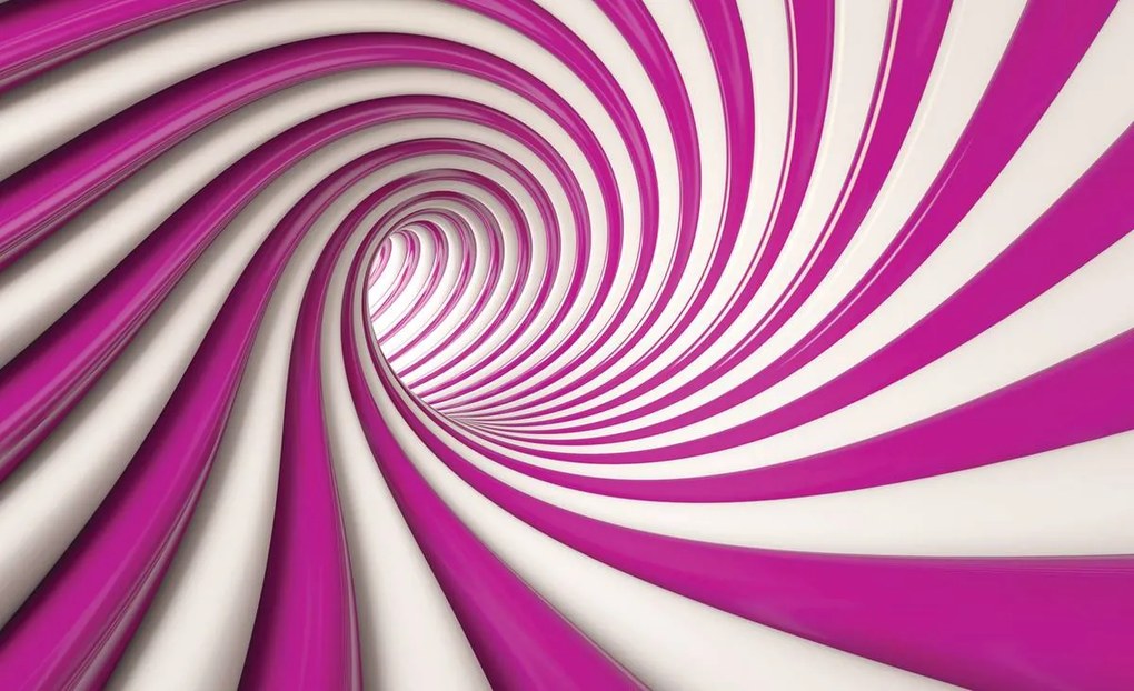 Fototapeta - Biely a ružový 3D tunel (254x184 cm)