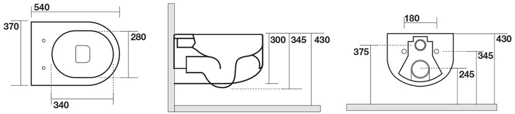 Kerasan, FLO závesná WC misa, Rimless, 37x54 cm, biela, 311101