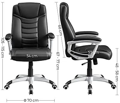 Kancelárske kreslo, v imitácii kože, 67-77x53x52cm, čierne