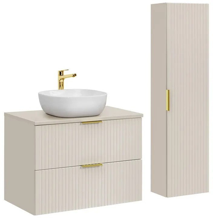 Kúpeľňová zostava Adela Kašmír so skrinkami a umývadlom 80 cm kašmírová