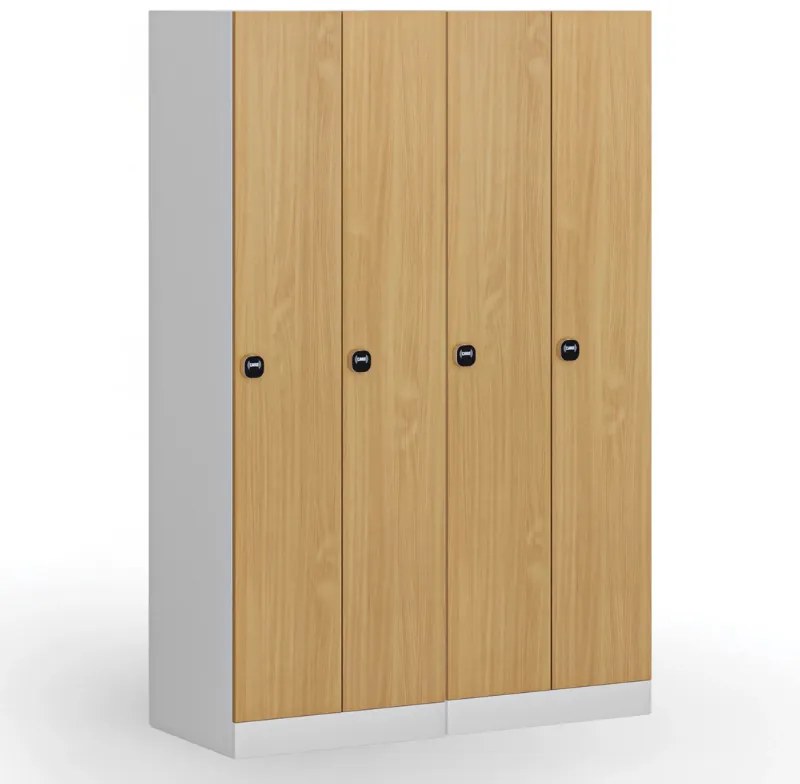 Kovová šatníková skrinka S1, 2-dverová, 1850 x 600 x 500 mm, zámok s čítačkou RFID kariet, laminované dvere, breza