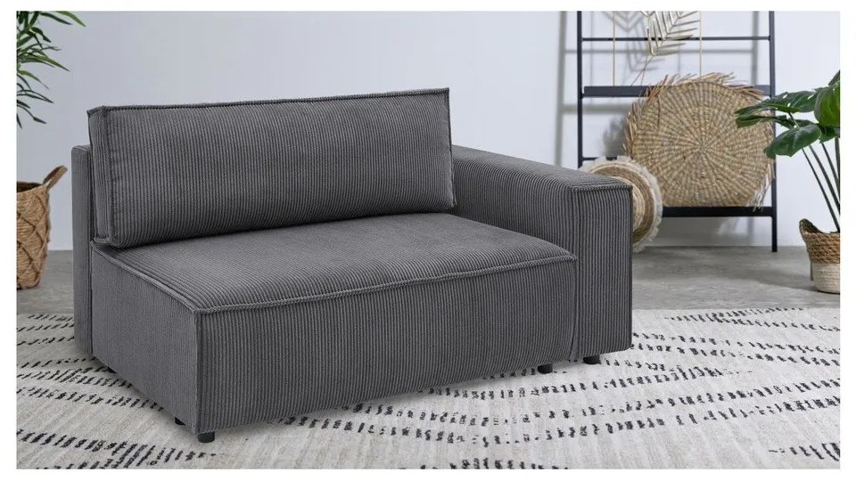 Tmavosivý menčestrový modul pohovky (pravý roh) Nihad modular – Bobochic Paris