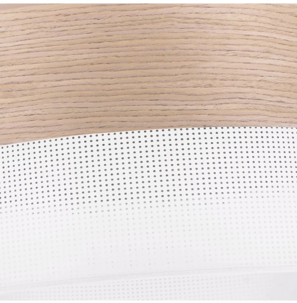 Závesné svietidlo Wood, 1x béžová dubová dýha/biele PVC tienidlo, (fi 44cm)