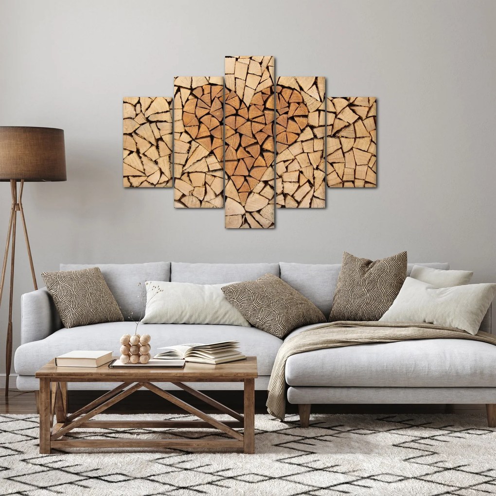 Obraz - Srdce z dreva (150x105 cm)
