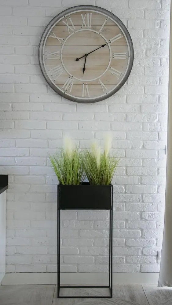 KOVOVÝ KVETINÁČ SO STOJANOM RECT 90X24X44 CM ČIERNA