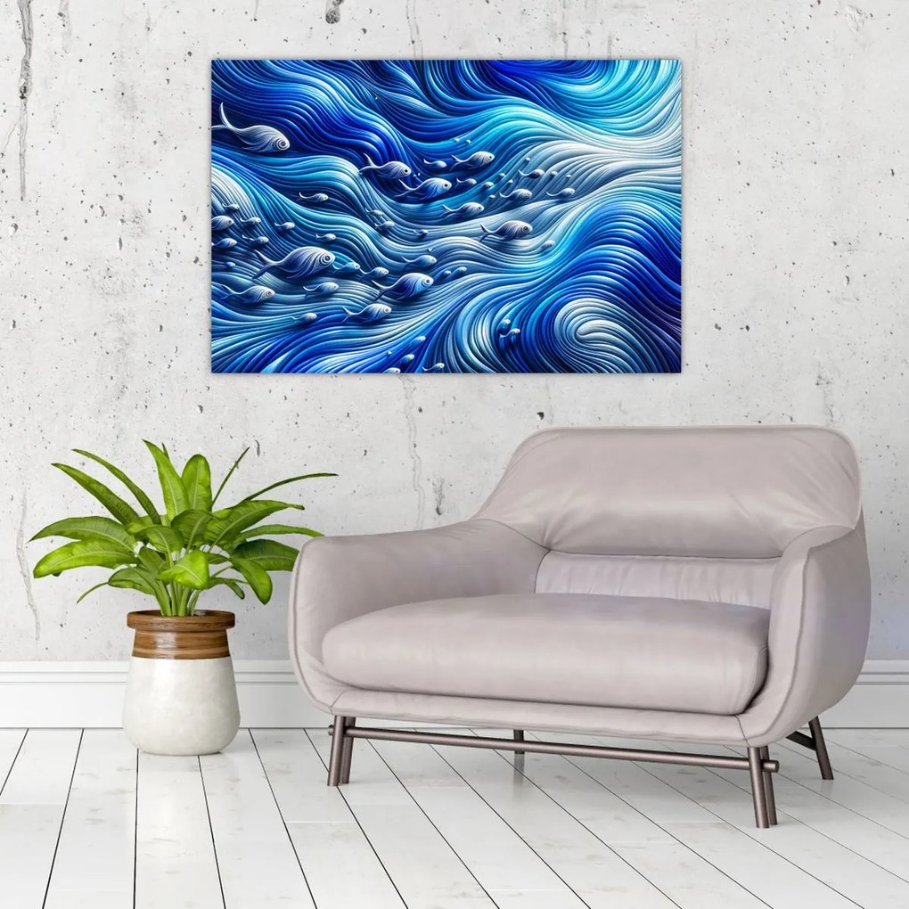 Obraz – Ryby vo vlnách (90x60 cm)