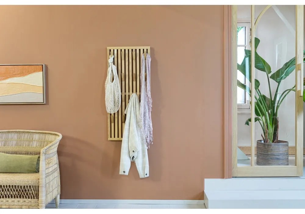 Vešiakový panel z dubového dreva v prírodnej farbe 46x100x8 cm Parco – Spinder Design
