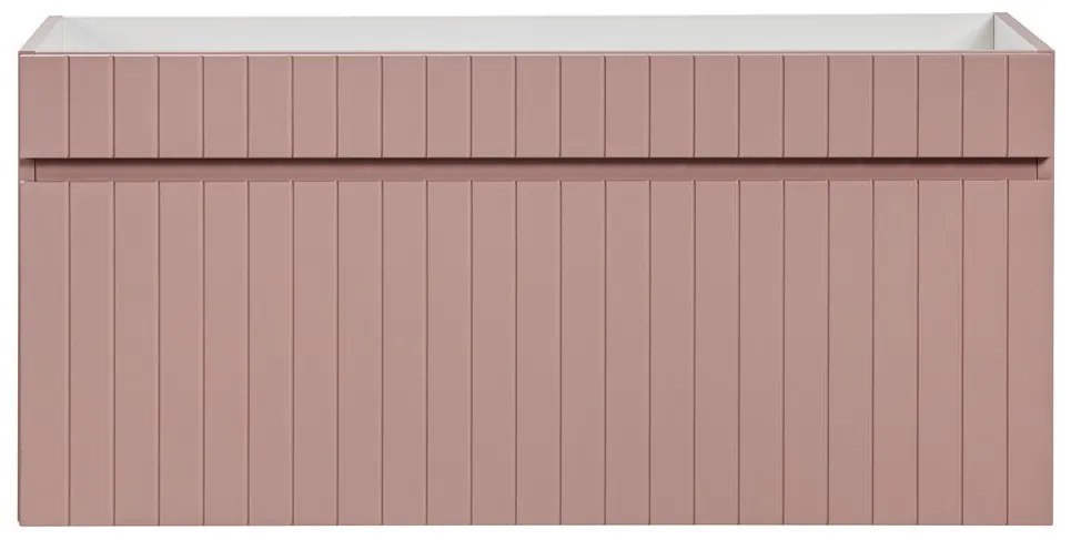 Závěsná skříňka pod umyvadlo Iconic s deskou 100 cm růžová/bílá