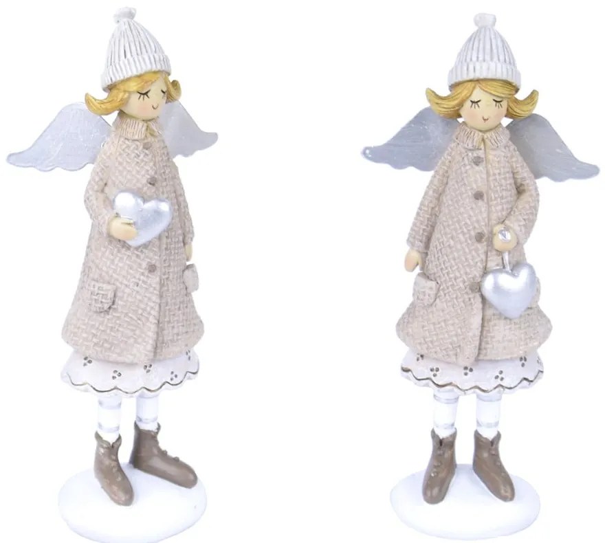 Súprava 2 vianočných figúrok anjelikov Ego Dekor