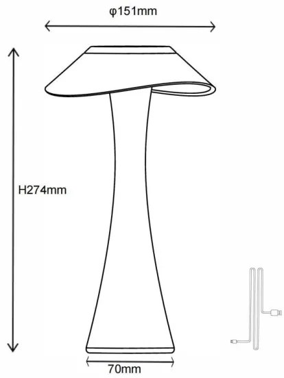Globo 21025S-LED Stm. nab. stol. lampa AMBRA LED/2,5W/3,7V 2700K/4500K/6500K če