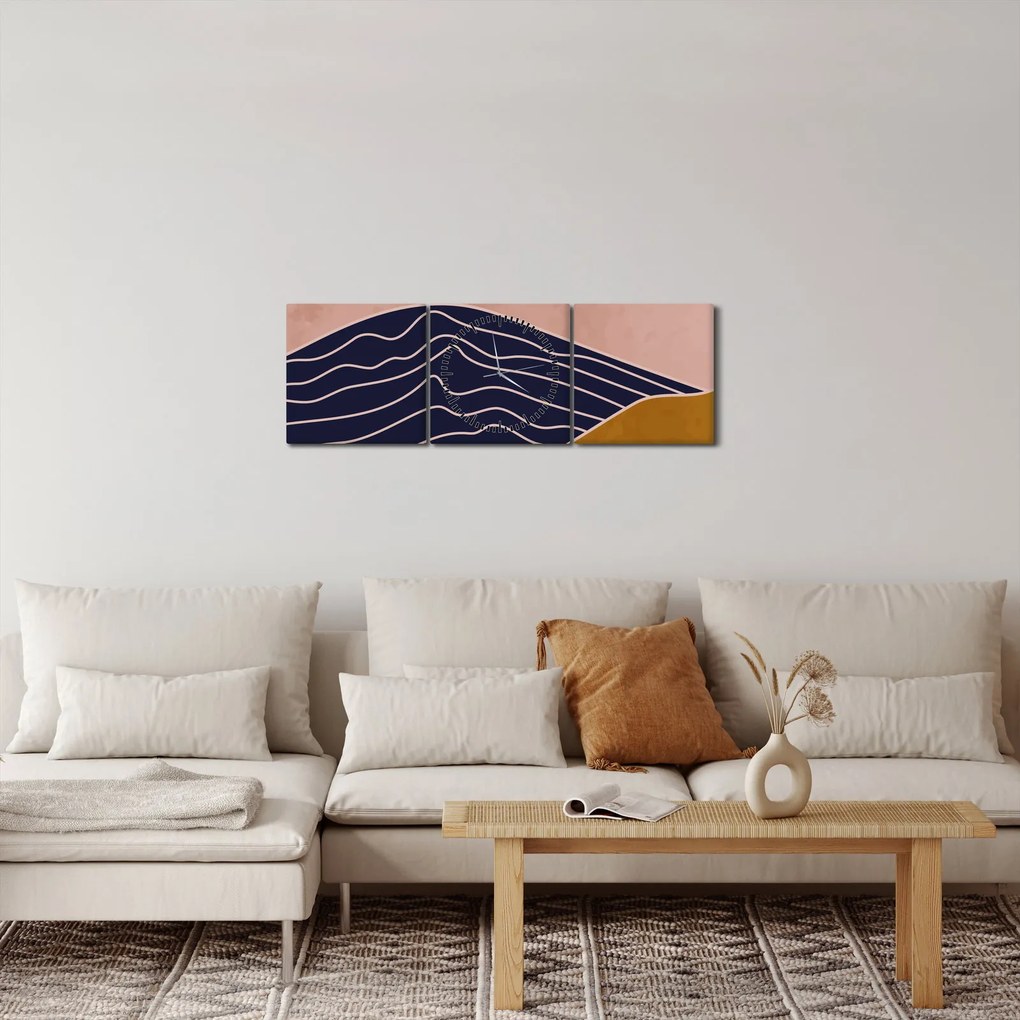 Obraz - Slnko nad horami (s hodinami) (90x30 cm)