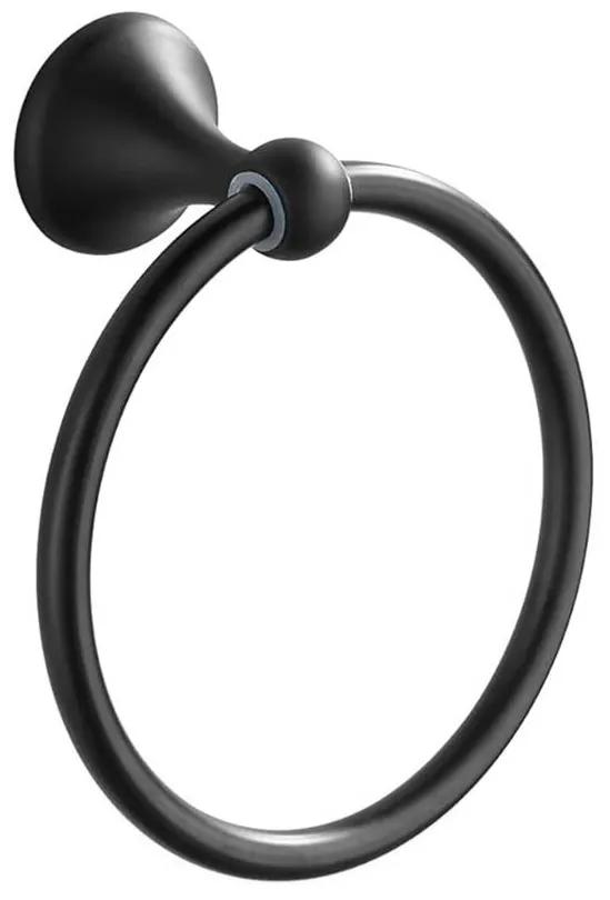 Rea Retro, okrúhly prsteňový vešiak na uterák 332867A, čierna matná, REA-06922
