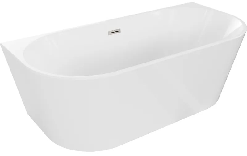 Mexen Oval, voľne stojaca nástenná vaňa 180 x 80 cm, biela, brúsená oceľ prepad, 52671808000-97