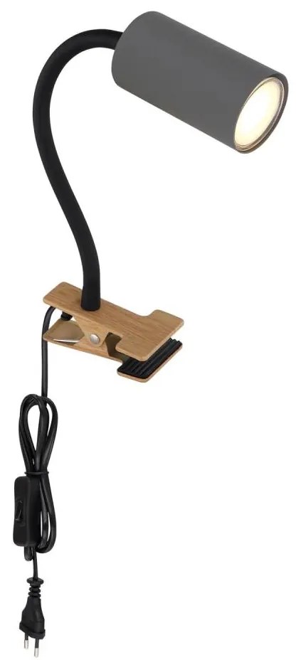 Globo 57911KG - Flexibilná lampa s klipom ROBBY 1xGU10/25W/230V šedá/hnedá