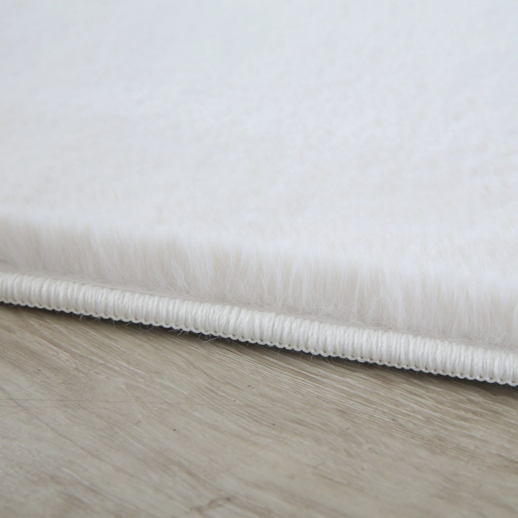 Ayyildiz, Kusový koberec Pouffy 5100 Cream kruh, 120x120 (priemer) kruh, biela, obývacia izba
