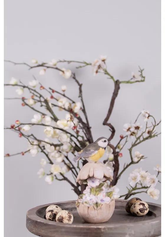 Veľkonočné dekorácie vtáčik na vajíčku s kvetmi - 6*6*14 cm