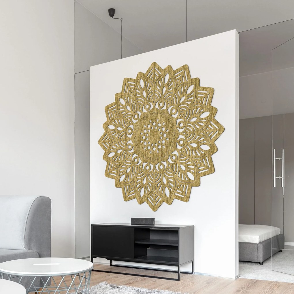 Drevená dekorácia na stenu mandala slnka - SOLIS: Preglejka Topoľ - Honey 3071 20 cm 3939-99385 PR0319-B