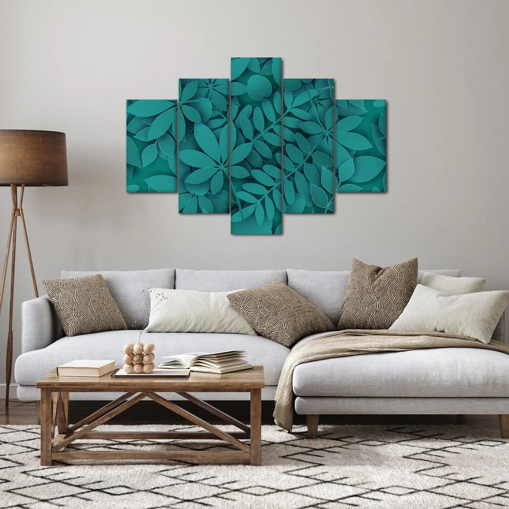 Obraz - Tyrkysové listy (150x105 cm)